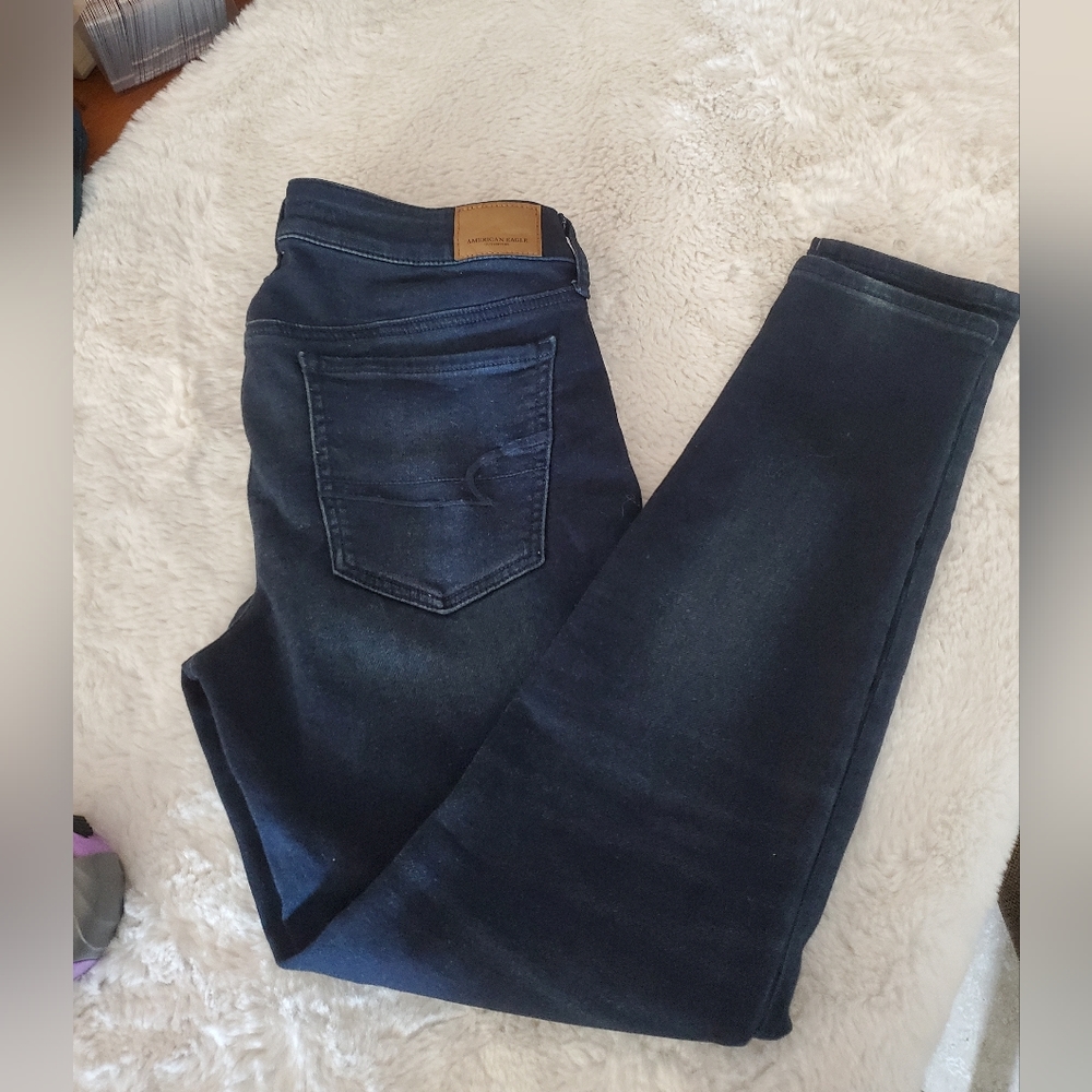 American Eagle outfitter jeggins size 12, dark blue, 86% cotton, super stretch - Picture 5 of 12
